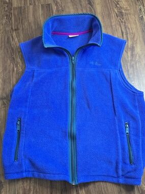 Vintage LL Bean 90s Fleece Vest Womens Large Top Outdoors Hiking Blue/Purple